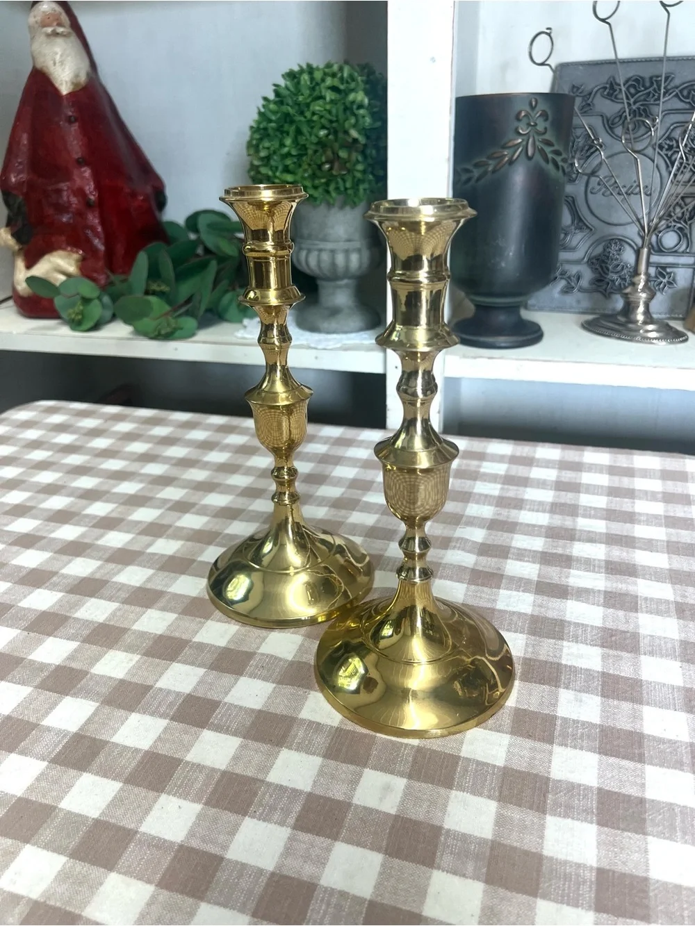 Vintage brass candlestick holders decor